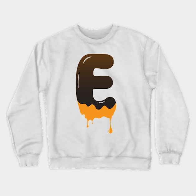 Chocolate Alphabet Letter E Crewneck Sweatshirt by Kangina